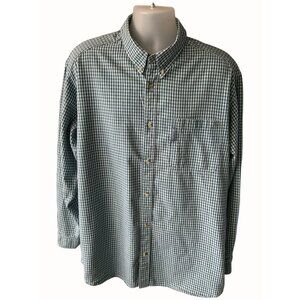 Columbia mens button down collared long sleeve pocket blue plaid cotton shirt XL